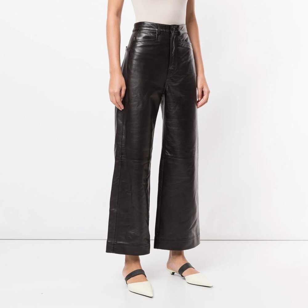 Proenza Schouler White Label Leather Culottes in Black, size 2